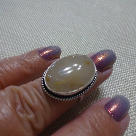 Gorgeous GOLDEN RUTILE Handmade Sterling Ring Size 6.25 #222C - Picture 1 of 3